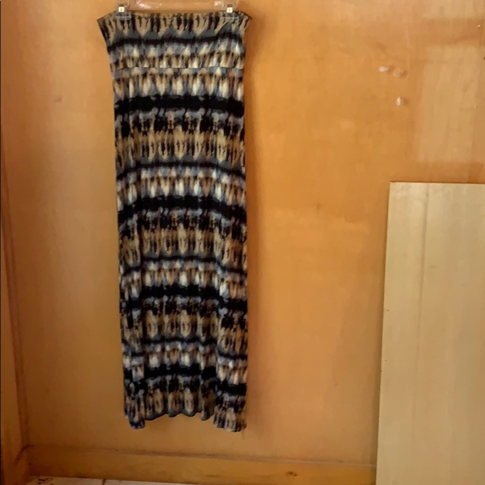 Browns/black/grey tie dye skirt/strapless dress